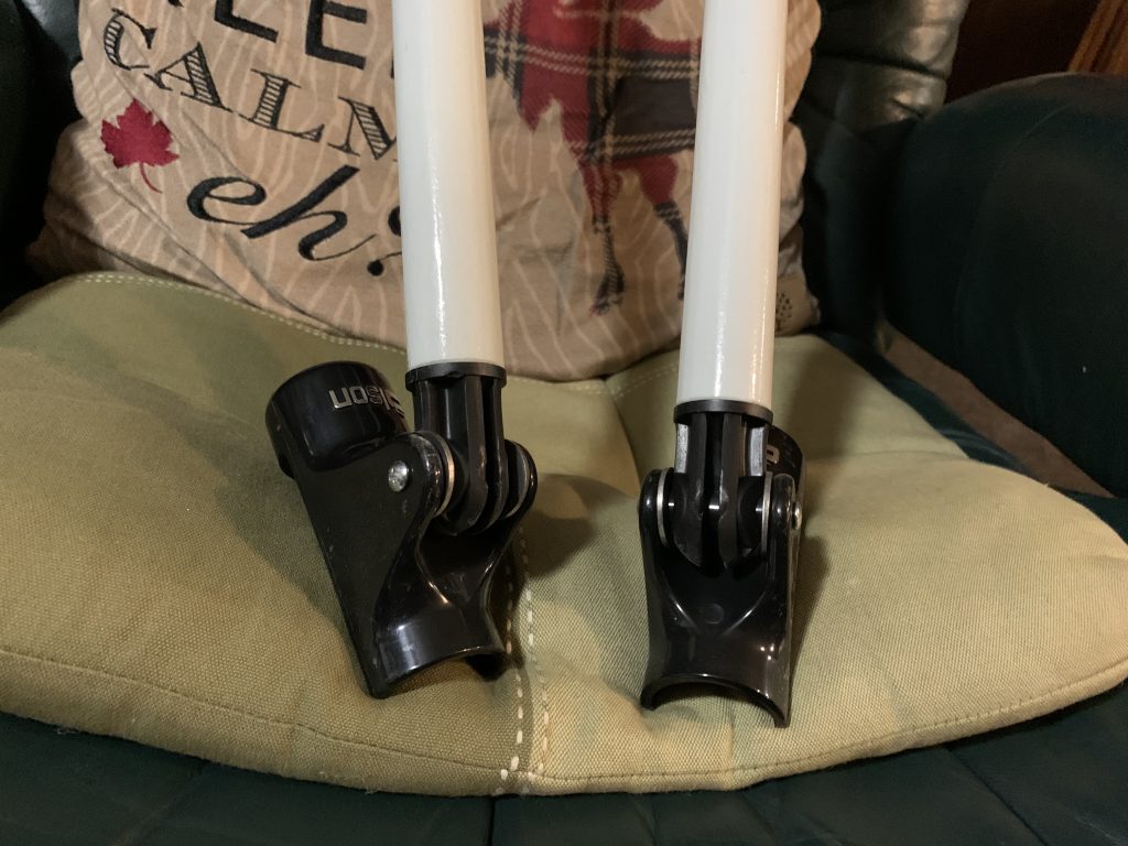 Curling push sticks as an alternative to curling brooms.