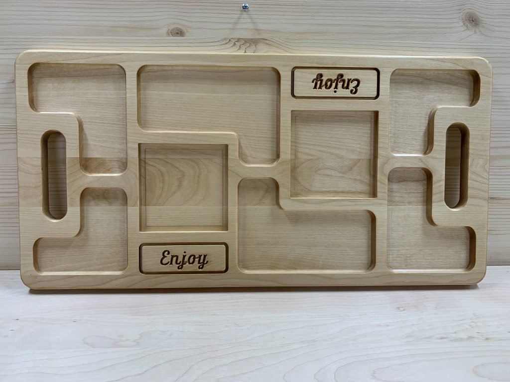 Serving trays with dividers.