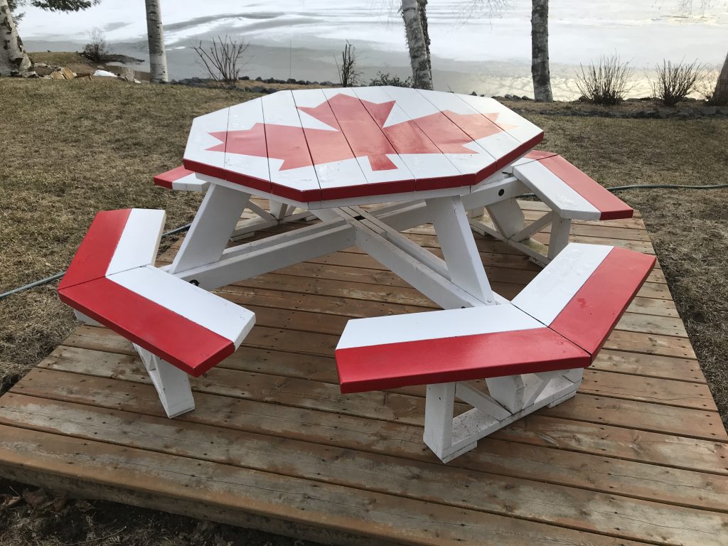 Octagonal Picnic Table in red