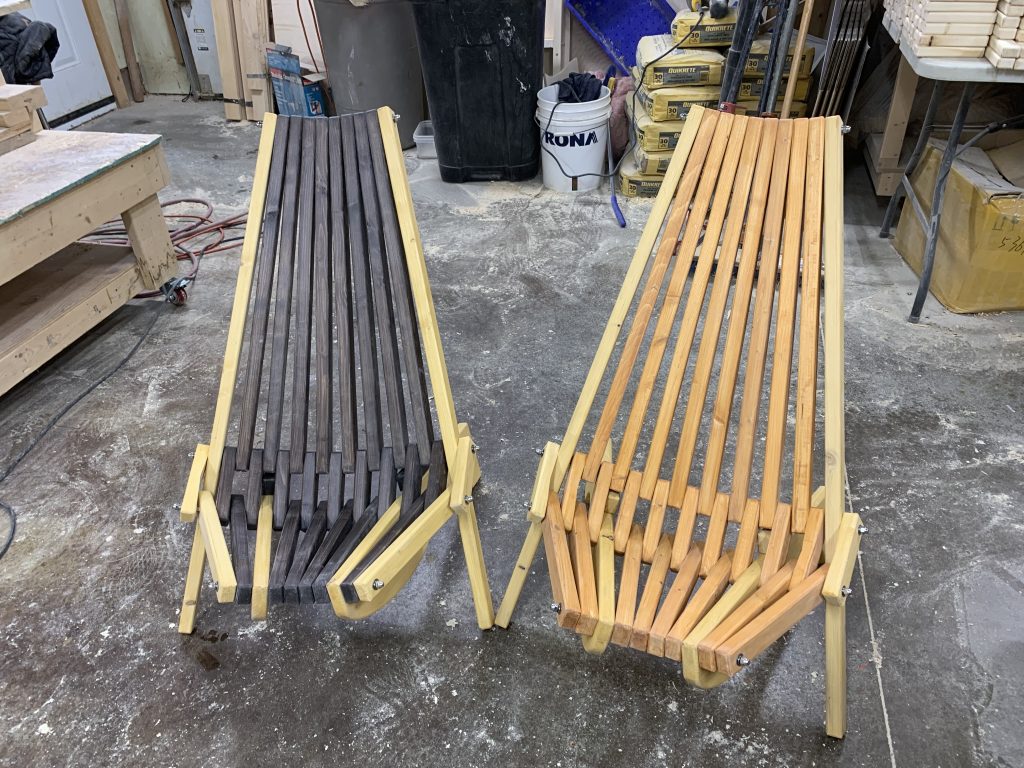 Campfire Chairs with mixed varnish options.
