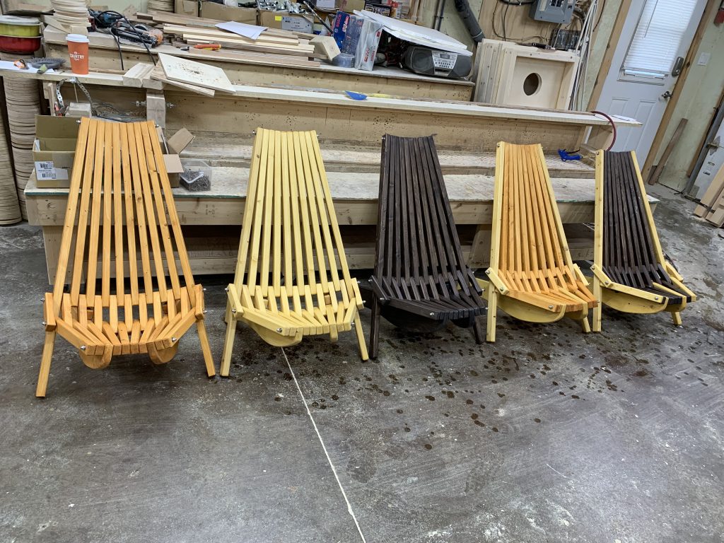 Campfire Chairs in a line.