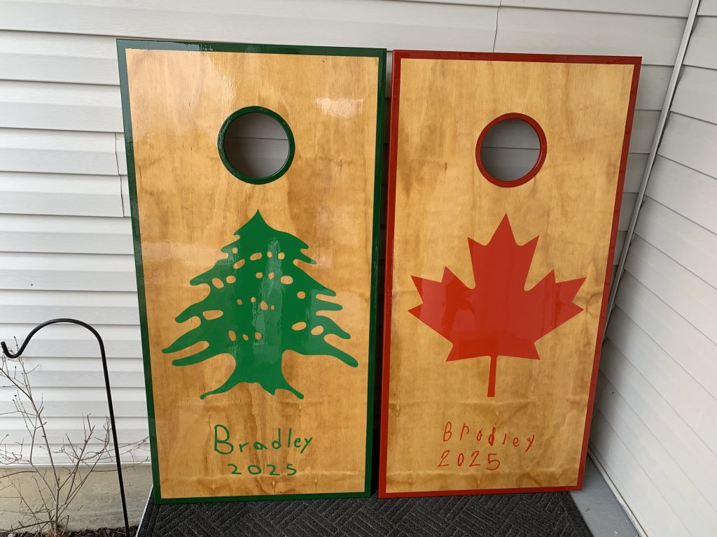 Custom cornhole boards.