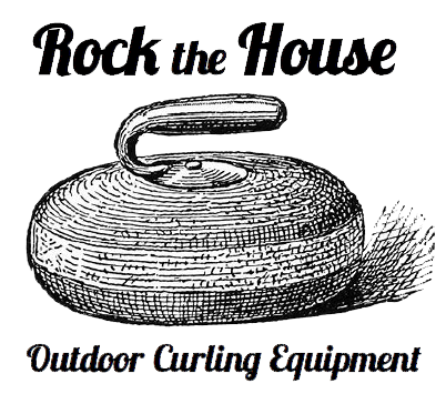 Rock the house outdoor curling stones logo.