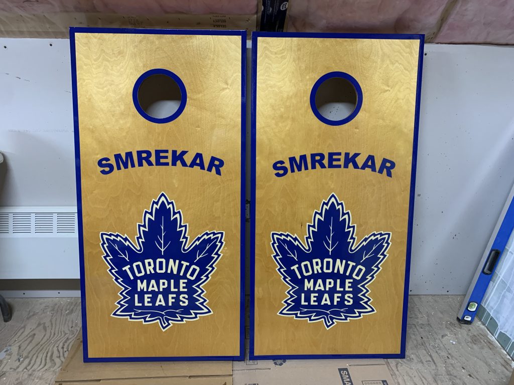 Custom cornhole boards.